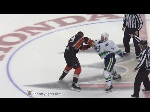 K. Bieksa (VAN) vs. P. Maroon (ANA)