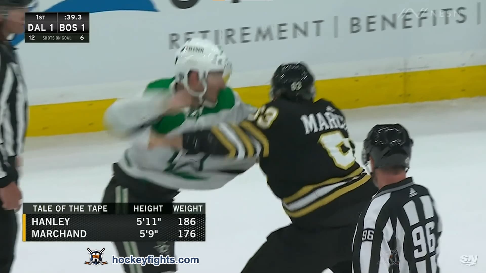 J. Hanley (DAL) vs. B. Marchand (BOS)