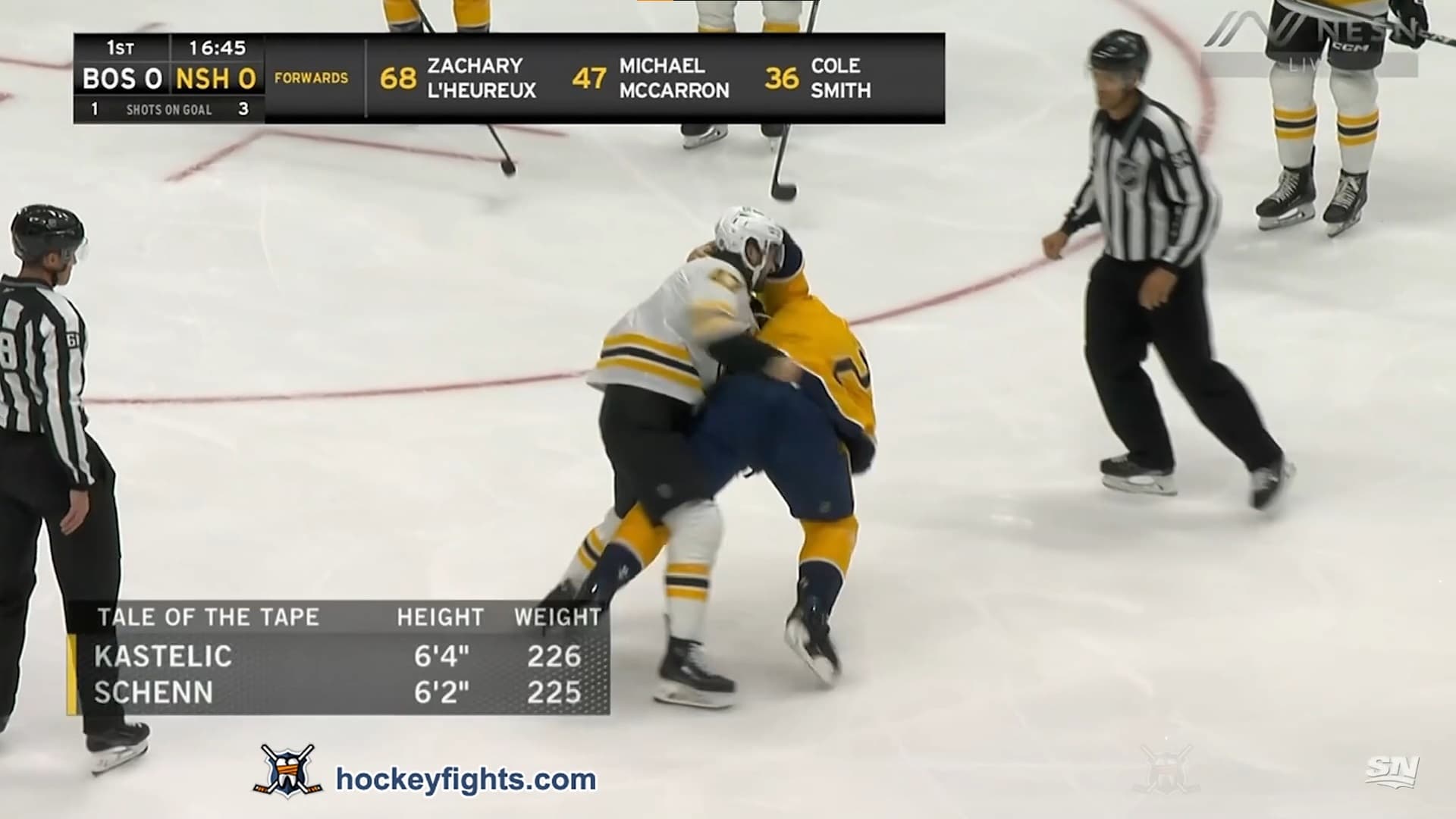 M. Kastelic (BOS) vs. L. Schenn (NSH)