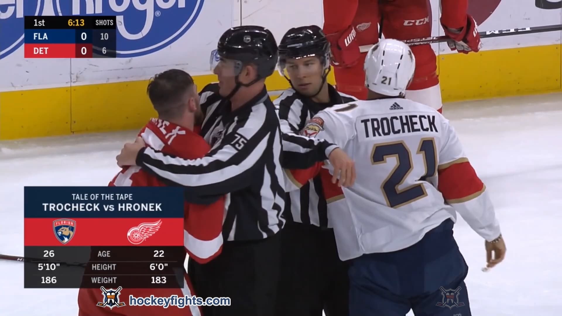 V. Trocheck (FLA) vs. F. Hronek (DET)
