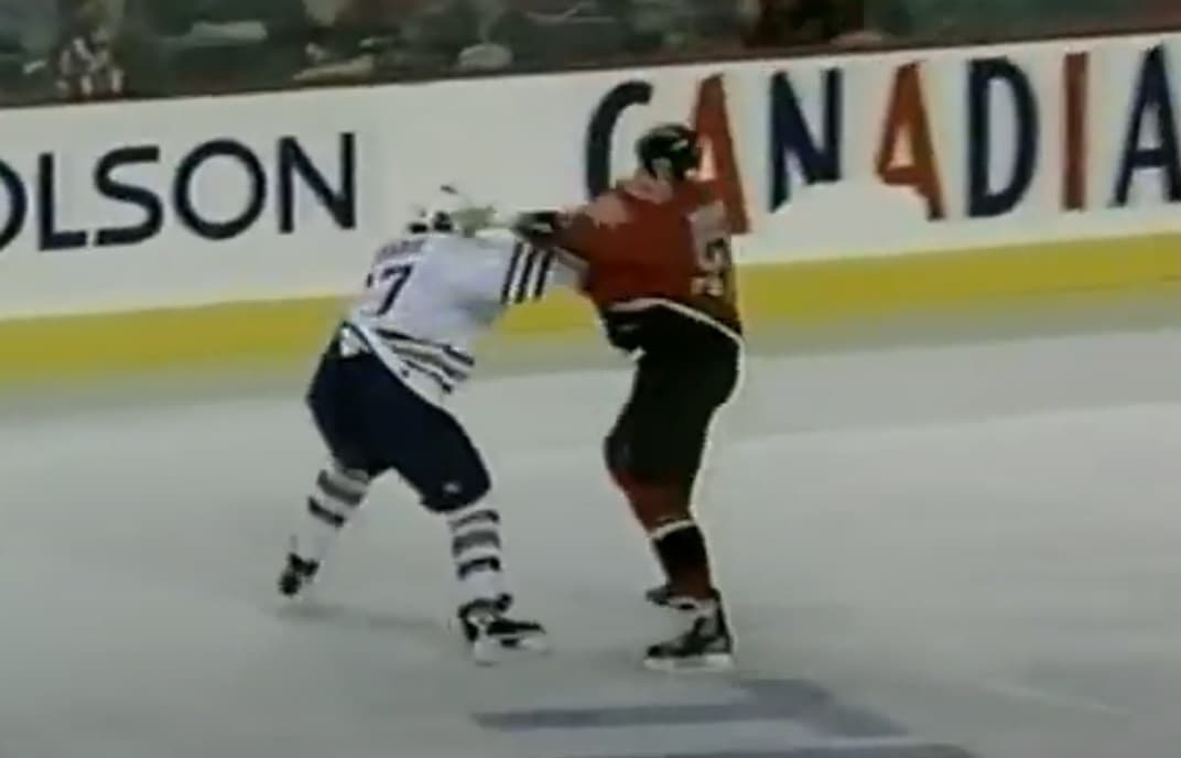 G. Laraque (EDM) vs. B. Myhres (CGY)