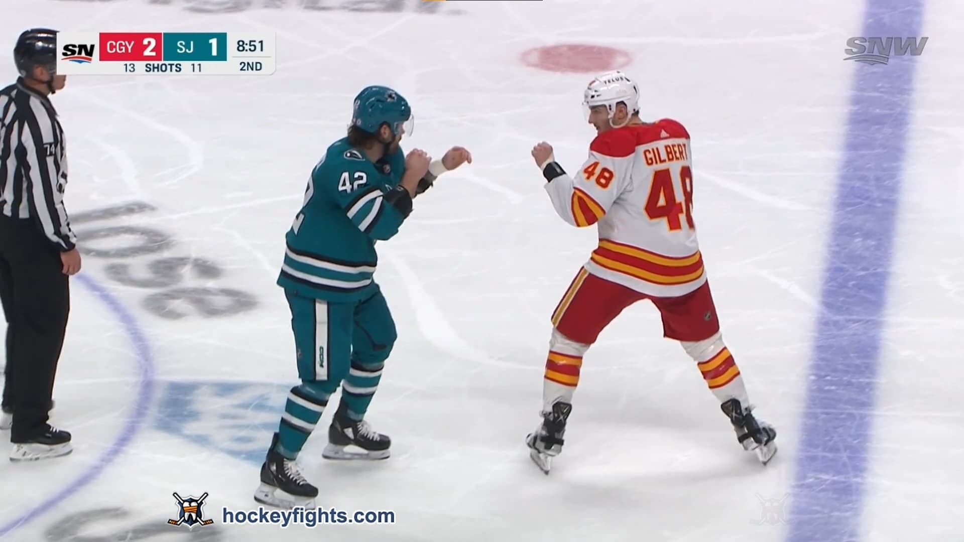 D. Gilbert (CGY) vs. J. Gadjovich (SJS)