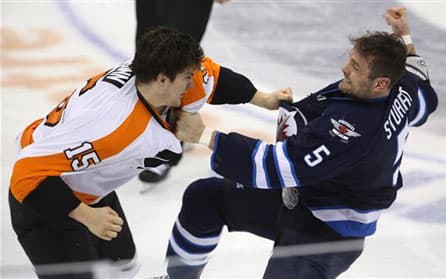 Tye McGinn, Travis Moen Score and Fight